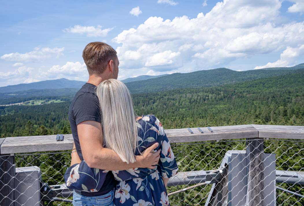 Couple enjoys the view from the viewing tower